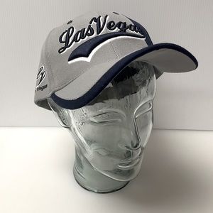 SAM'S CAP OS Baseball Cap Hat Las Vegas Wool Acrylic Gray Navy Blue